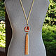 Orange geometry - sautoir with a large bead and a beaded brush. Necklace. Altania, beaded jewelry. My Livemaster. Фото №5