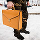 The yellow portfolio,business. Classic Bag. Marik Leather Craft. My Livemaster. Фото №6