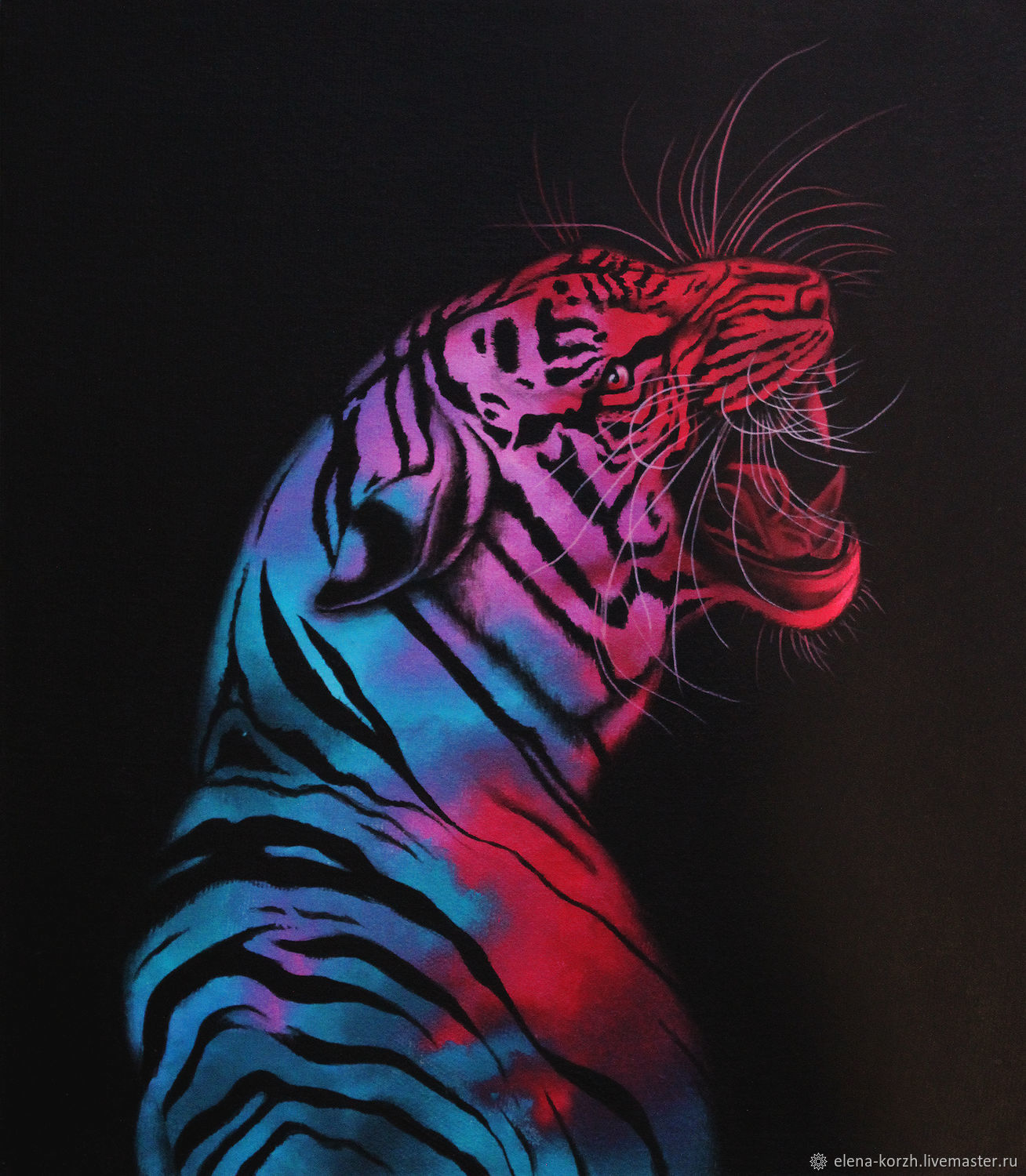 Картина "Неоновый тигр" купить в интернет-магазине Ярмарка Мастеров по ...