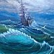Картина на холсте по мотивам Айвазовского корабль плывёт по волнам, Картины, Москва,  Фото №1