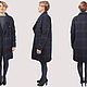 Demi-season black coat with a blue check, insulated. Coats. Yana Levashova Fashion. My Livemaster. Фото №6