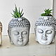 Order Buddha planters for cacti and succulents pot Head Buddha. Decor concrete Azov Garden. Livemaster. . Pots1 Фото №3