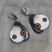 Украшения handmade. Livemaster - original item Butterfly earrings made of Taenaris catops leather. Handmade.