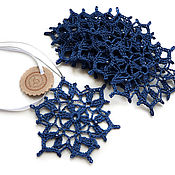 Сувениры и подарки handmade. Livemaster - original item Snowflake blue 9 cm crochet. Handmade.