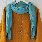 Аксессуары handmade. Livemaster - original item Cotton scarf-handkerchief of dusty turquoise color. Handmade.