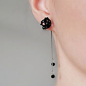 Украшения handmade. Livemaster - original item Stud Earrings with Black Rose Chains, Long Earrings. Handmade.