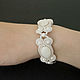 Soutache wedding bracelet for the bride with mother of pearl and pearls
