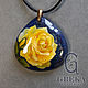Pendant ' Yellow rose on lapis lazuli'. Pendants. greka. My Livemaster. Фото №4