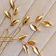 Set of hairpins 'Golden leaves'. Hair Decoration. Кристальная веточка - Crystal twig (Crystal-twig). My Livemaster. Фото №5