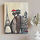Картина любовь кот и кошка в Париже маслом, Картины, Екатеринбург,  Фото №1