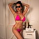 Купальник раздельный фуксия со стразами. Купальники. Bustladies (lingerie). Интернет-магазин Ярмарка Мастеров.  Фото №2