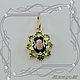 Pendant 'Chamomile (oval)' gold 585 with natural chrysolites and pomegranate, Pendants, St. Petersburg,  Фото №1