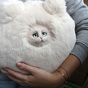 Для дома и интерьера handmade. Livemaster - original item Round, fluffy cat pillow. Handmade.
