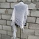 Scarf Fishue Bactus Openwork Shawl With Knitting Needles Katerina White. Shawls. Yuliya Chernova. My Livemaster. Фото №5