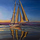 `Sailboat at sunset` - a picture I executed with oil paints on linen canvas
