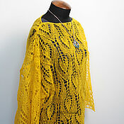 Yellow openwork cotton blouse