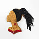 Beaded brooch brunette Girl with braids in red, girl with dreadlocks. Brooches. Zveva. Online shopping on My Livemaster.  Фото №2