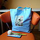 Order Beach Bag Blue Shopper Bag with Fairies Tote with Applique. mechty-o-lete. Livemaster. . Beach bag Фото №3