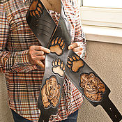 Музыкальные инструменты handmade. Livemaster - original item Leather guitar strap 
