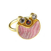 Украшения handmade. Livemaster - original item Rhodochrosite zircon garnet ring, an unusual gift ring. Handmade.