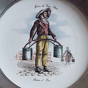 Винтаж: Коллекционная тарелка "Утки и куры на деревенском пруду"