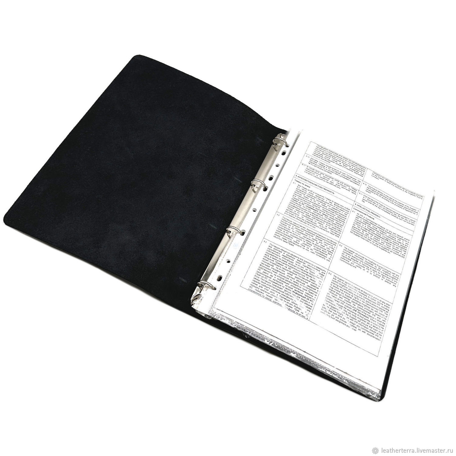 Кожаная папка на кольцах, формат А4. Черная купить в интернет-магазине ...