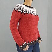 Knitted plaid, made in the style of enterlac