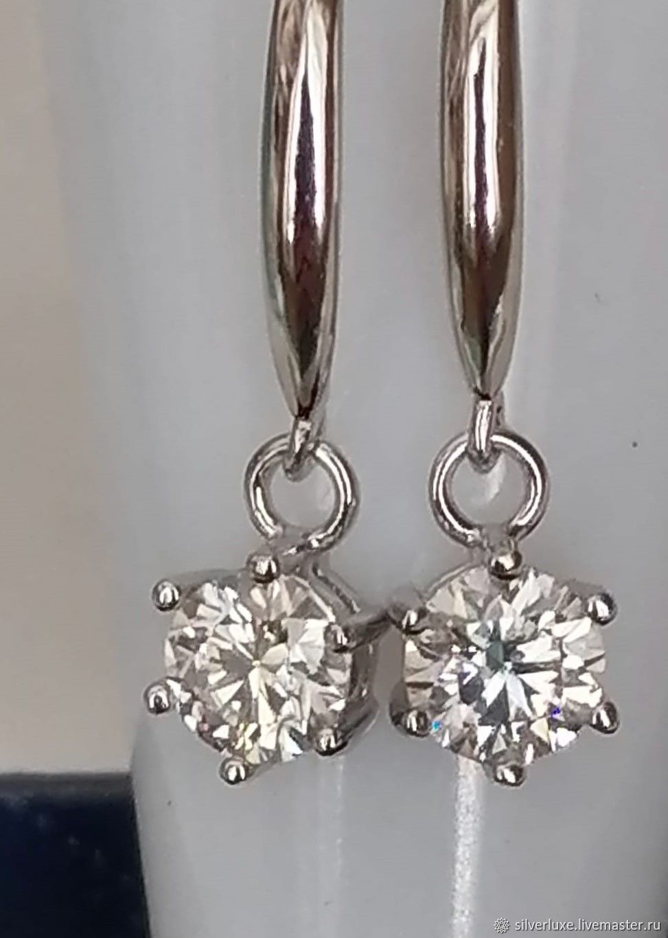 Moissanite Earrings 1 carat Silver, Earrings, Novosibirsk,  Фото №1