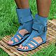 Greek High Sandals suede Blue Unisex, Sandals, Moscow,  Фото №1