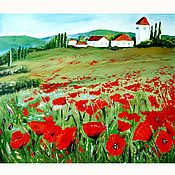 Картины и панно handmade. Livemaster - original item Painting Poppies Painting Field Painting Provence Painting Landscape Painting House. Handmade.