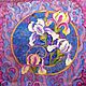 batik handkerchief, 'a romantic irises', Shawls1, Yaroslavl,  Фото №1