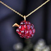 Украшения handmade. Livemaster - original item Red Raspberry pendant on a gold chain. Handmade.