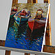 Painting 'Landscape with boats' oil on canvas 30h30 cm. Pictures. Kartiny Vestnikovoj Ekateriny. Интернет-магазин Ярмарка Мастеров.  Фото №2