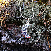 Украшения handmade. Livemaster - original item Silver pendant "Moon with plants". Handmade.