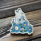 Украшения handmade. Livemaster - original item Wood badge Wolf. Handmade.