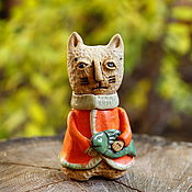 Для дома и интерьера handmade. Livemaster - original item A cat in a sheepskin coat. Ceramic miniature.. Handmade.