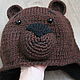 Order Brown Bear hat men's women's cool. WoolenHatWithFlowers. Livemaster. . Caps Фото №3