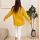 Linen shirt with applique House bright yellow. Blouses. natali. My Livemaster. Фото №5