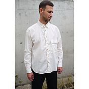 Рубашка мужская из крапивы Рами Ramie French Work Shirt Garment Dyed