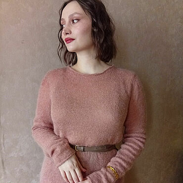 Одежда ручной работы. Ярмарка Мастеров - ручная работа "Tea Rose" джемпер из кид-мохера с пайетками. Handmade.