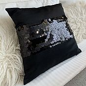 Для дома и интерьера handmade. Livemaster - original item Decorative pillow with sequins 43*43. Handmade.