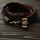 Bracelet braided: Bracelet leather Thor's Hammer, Braided bracelet, Volgograd,  Фото №1