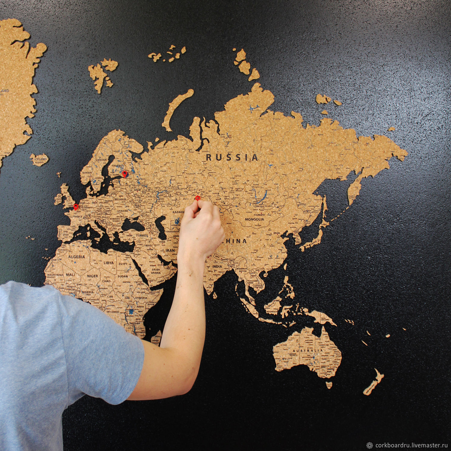 Объёмная пробковая карта мира в интернет-магазине Ярмарка Мастеров по цене  58000 ₽ – G61JRRU | Карты мира, Санкт-Петербург - доставка по России