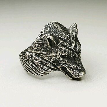 Канцелярские товары ручной работы. Ярмарка Мастеров - ручная работа Серебряное кольцо с волком (лисой). 14 грамм. 925 проба. Подарок. Handmade.