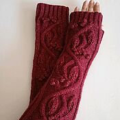Аксессуары handmade. Livemaster - original item Knitted long mittens Vine with lurex. Handmade.