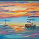 Яхты на закате, Картины, Москва,  Фото №1