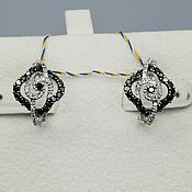 Украшения handmade. Livemaster - original item Gold earrings with black diamonds 0,726 ct and diamonds 0,182 ct. Handmade.