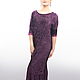 Dress elegant evening purple velvet pleated with lace to the floor, Dresses, Moscow,  Фото №1