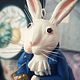 Белый кролик - елочная игрушка. Елочные игрушки. Цветы и фигурки из полимерной глины. Интернет-магазин Ярмарка Мастеров.  Фото №2