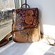 Leather backpack with a portrait of the customer.Painting and engraving, Backpacks, Noginsk,  Фото №1